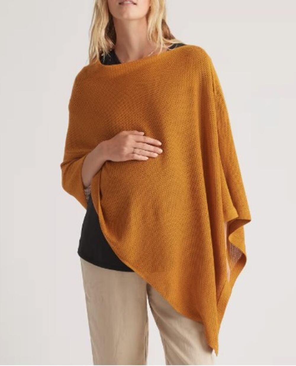 Quince Womens Lightweight Cotton Cashmere Nursing Shawl Amber One Size Maternity